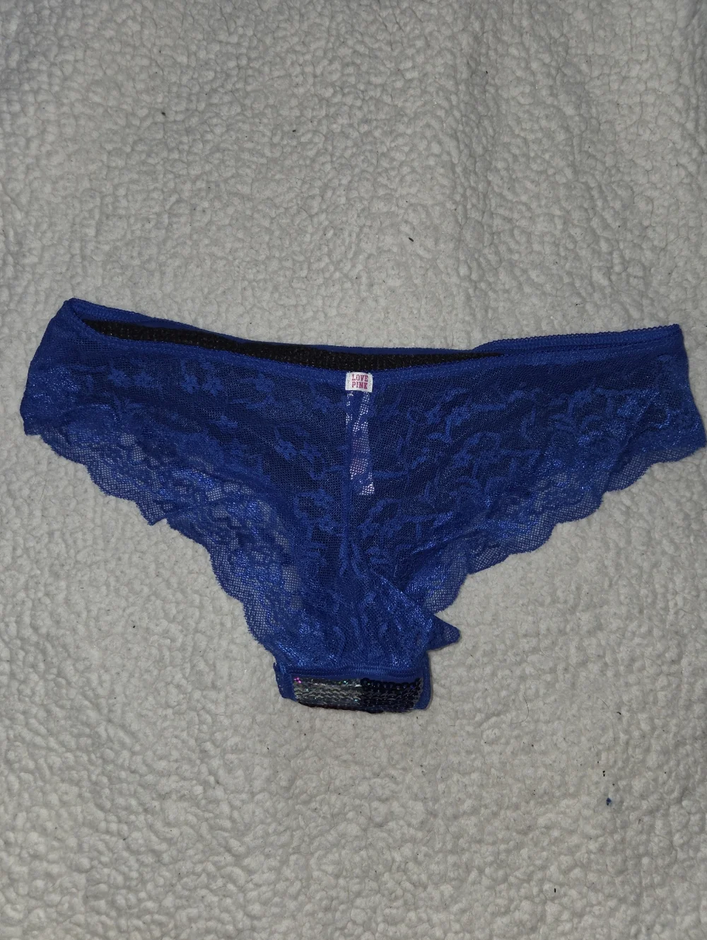 PINK Victoria's Secret Sequin American Flag Bikini Panty- Red White Blue Medium - Picture 2 of 3